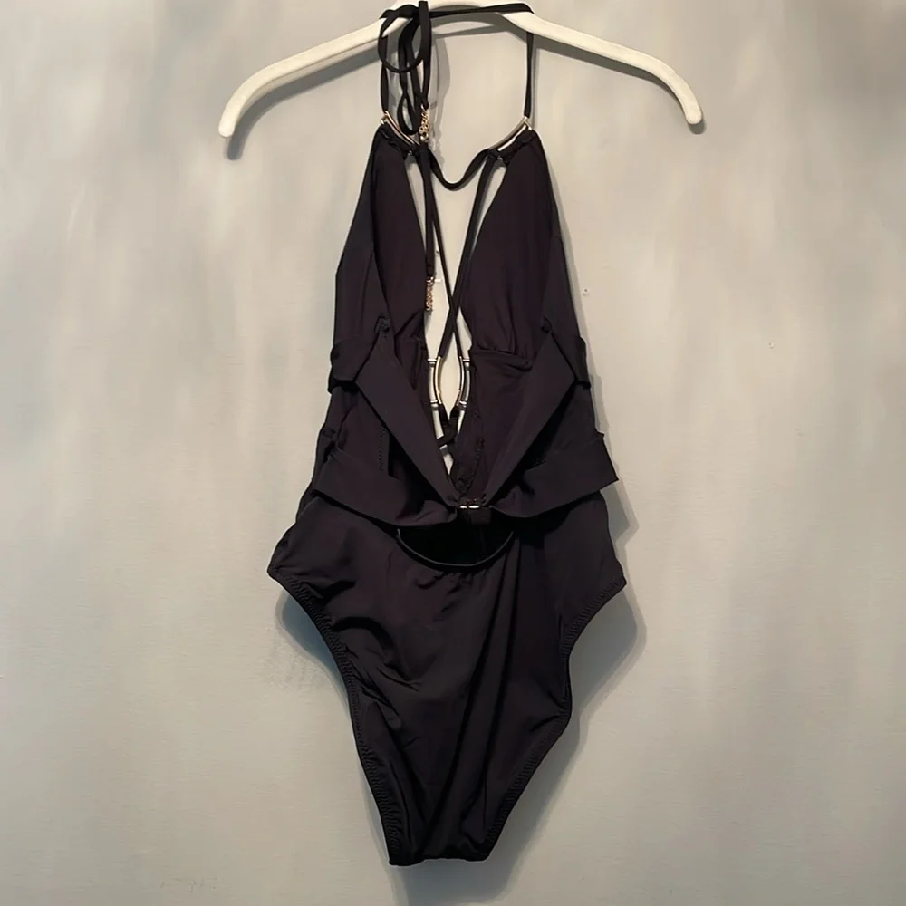 NWT TRINA TURK SIZE 8 Stylish Black Kids One Piece Swimsuit - Picture 7 of 11